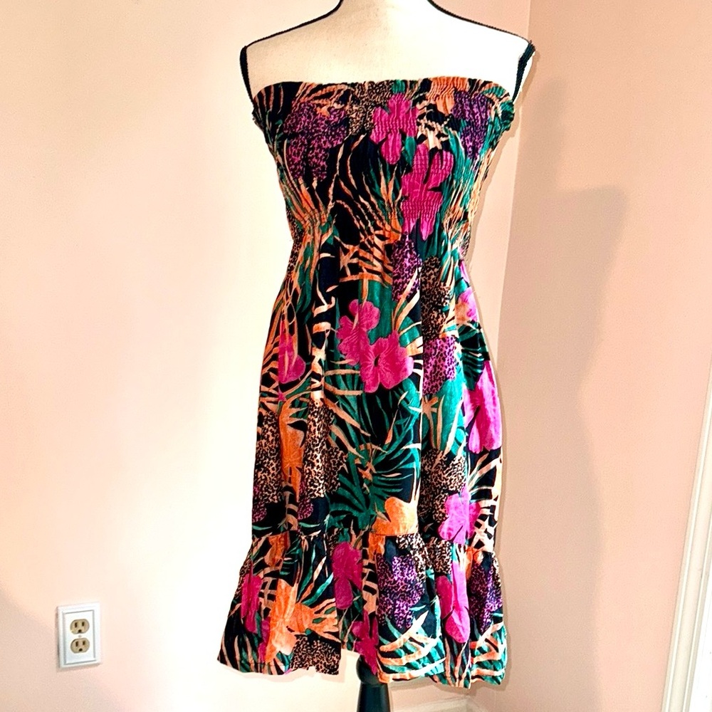 Moda International Pink and Black Strapless Sundress